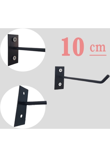 20 Adet 10 Cm Siyah Duvara Ve Suntaya Monte Kanca, Monteli Kanca Siyah