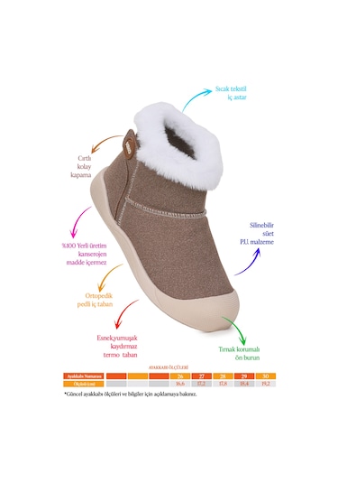 Kiko Kids Liplan Cırtlı Termo Taban Kız Çocuk Bot Ayakkabı Kum
