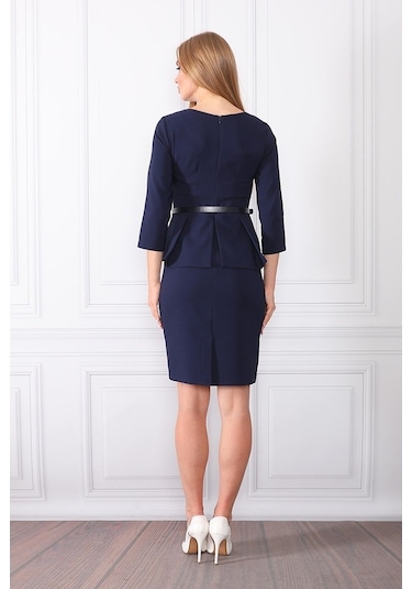 Etselements Kuşak Ve Aller Detaylı Günlük Elbise Ets4412E Lacivert