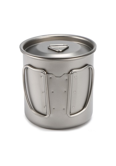 Ultralight Titanyum Kup Dış Mekan Taşınabilir Mug Kamp Piknik Su Kupası Katlanabilir Sap İle 300ml / 400ml / 450ml / 750ml Gümüş