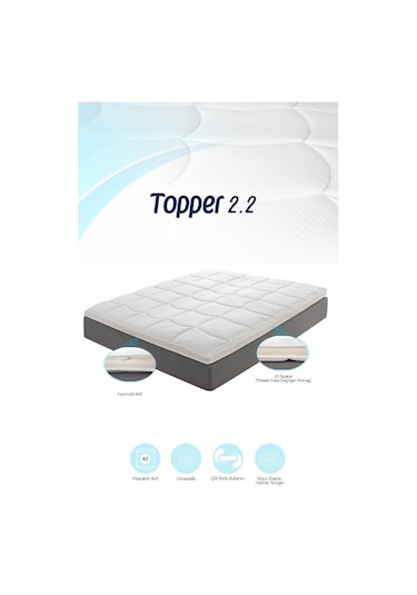 Topper 2.2 - Adaptif Visco Yatak Pedi - Memory Foam - Exclusive Extra Dolgun Kılıflı