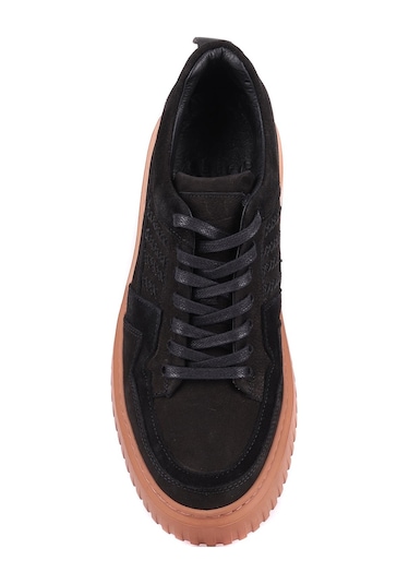 Shoetyle - Siyah Hakiki Süet Bağcıklı Erkek Sneaker 115-k502-1332 Siyah