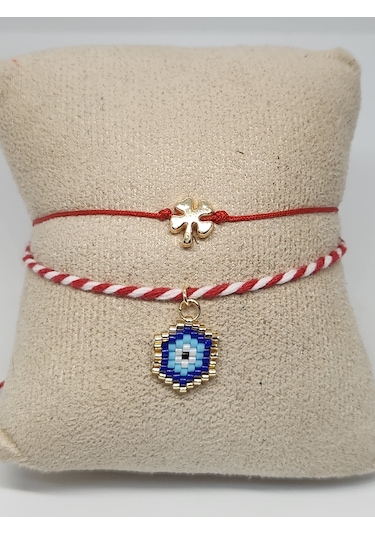 Harmel Jewelry Miyuki Marteniçka Bileklik Kırmızı - Beyaz