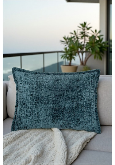 Kırlent İthal Kadife Kumaş - 35x50cm Yumuşak Dokulu Dekoratif Özel Tasarım Kırlent Kılıfı Turkuaz