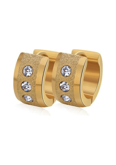 Gümüş Paslanmaz Çelik Küçük Daire Küpe Kaplamalı Parlak Cz Punk Rock Halka Küpe Çift Küpe İçin