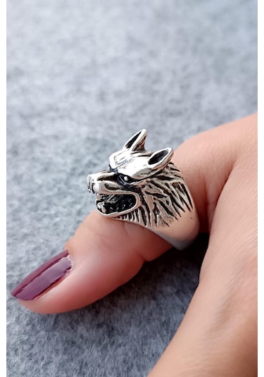 Kurt Şekilli Erkek Yüzük Gümüş Kaplama Ayarlanabilir El Yapımı Erkek Yüzük