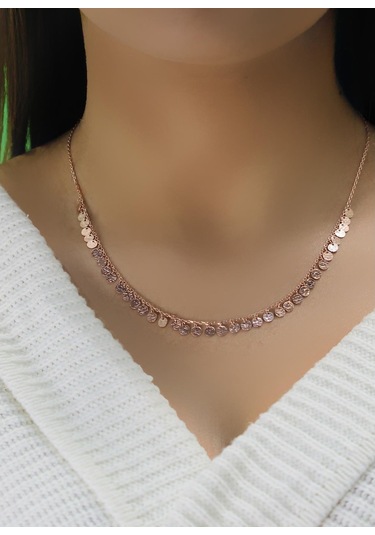 Gümüş Rose Dövme Modeli Pullu Kolye