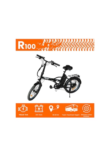 Roxform R-100 Elektrikli Katlanabilir Bisiklet 20 İnç Şehir Bisikleti Siyah