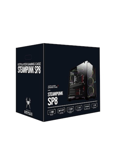 Ontech - 1st Player Sp8 Siyah 750w 80+ Sılver Atx 3.1 Argb 7x12cm Fan Temperli Cam Usb 3.0 Atx Kasa