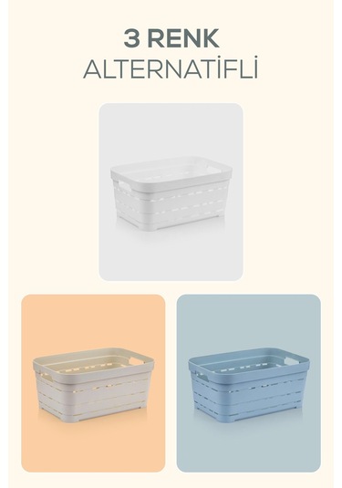 Vienev 4'lü 8,2 Litre Delikli Saklama Kutusu Beyaz Beyaz