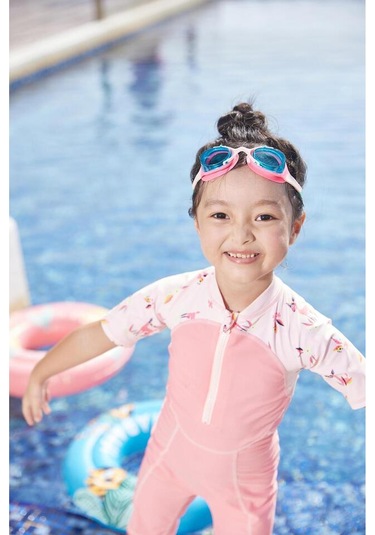 Nabaiji S Boy Unisex Yüzücü Gözlüğü Pembe Turkuaz Şeffaf Camlar Çok Renkli