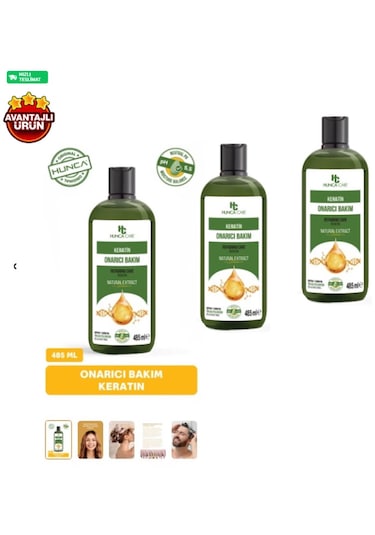 Keratin Saç Dökülmesine Karşı Şampuan 485 Ml 3 Lü Set Tüm Saç Tipleri