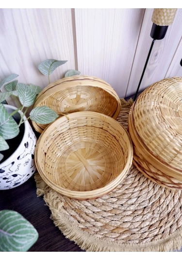 Nika&shop Örgü Kapaklı Sepet Seti 284603391 Kahverengi
