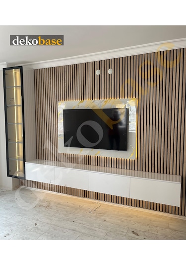 100x270 Cm Meşe Renk Akustik Ahşap Duvar Paneli