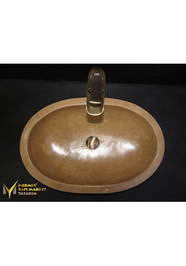 Noche Traverten Oval Elips Lavabo