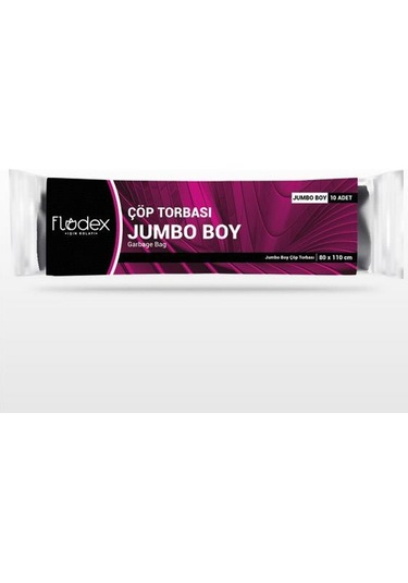 Flodex Extra Güçlü Jumbo Boy Çöp Torbası Siyah 80 x 110 CM