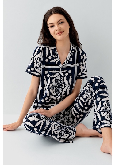 Arnetta Kadın Siyah Gömlek Pijama Takım Siyah
