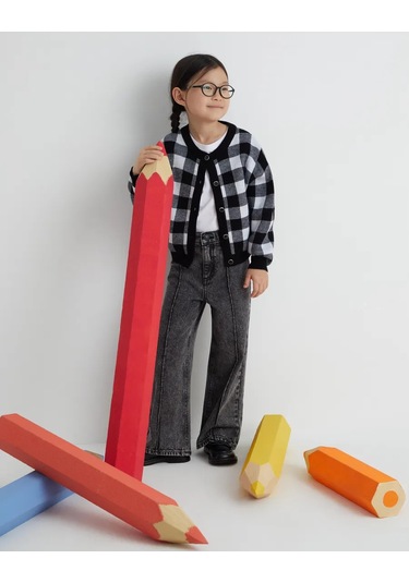 Gloria Jeans Jakarlı Kareli Kardigan 431105102 Siyah