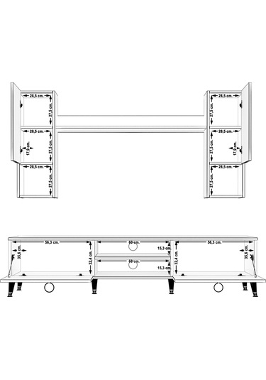 Decoraktiv Eko 5da Mdf Dvd Gold Tv Ünitesi Tv Sehpası Beyaz - Pera