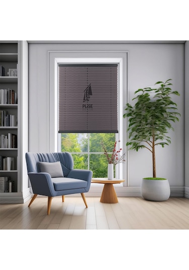 Plise Dekor Antrasit Gri Plise Perde - Cam Balkon Perdesi Yapıştırma Profilli