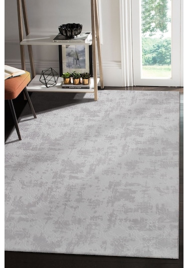 Yıkanabilir Kaymaz Tabanlı Violin Embos Kesme Rulo Halı Yolluk Gri