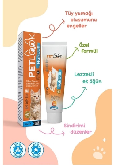 Petlook Kediler İçin Malt Macun Hairball İçerikli 115 G