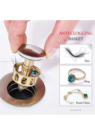 Moveevo Banyo Evleri İçin 2 Adet Bakır + Silikon Damla Önleyici Tıklama Tipi Lavabo/el Lavabosu Su Alma Kapağı Gümüş