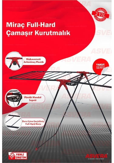 Yakut Serisi - Miraç Full-hard Borulu Çamaşır Kurutmalık - Dayanıklı Çamaşır Kurutma Askısı Antrasit
