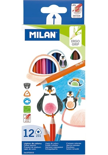 Mılan 722312 Colours Üçgen Kuru Boya Kalemi 12li