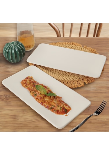 Keramika Mat Krem Siera Kayık Tabak 33 Cm 2 Adet 950
