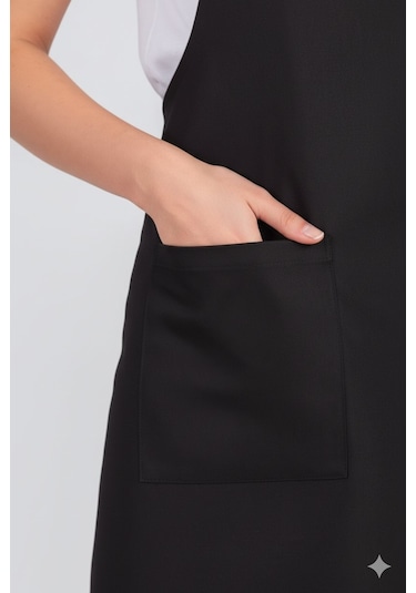 Kadın Boyundan Asmalı Barista Şef Mutfak Önlüğü 60x85 Cm Siyah