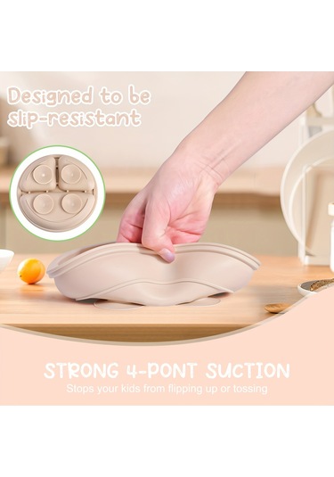 Silikon Bebek Beslenme Seti - Bölmeli Vakumlu Bardak, Renkli Kaşık Ve Çatal