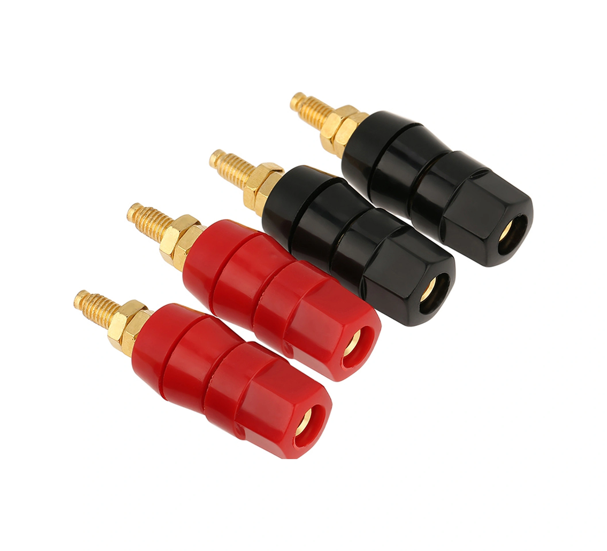 Tenfowee 4 Adet Altın Kaplı Hoparlör Bağlantı Terminali Kırmızı-siyah , 4mm Muz Plug Uyumlu, Amfi Ve Ses Cihazları İçin Kolay Kurulum