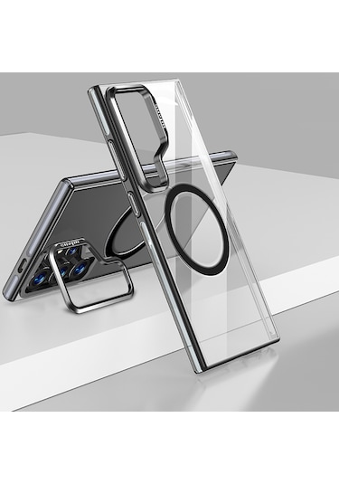 Galaxy S25 Ultra Kılıf Magsafe Uyumlu Wlons Standlı Efsane Kapak Siyah