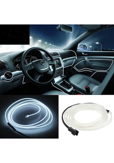 Her Araca Uyumlu Universal İp Neon Led - Beyaz Renk 2 Metre 12v