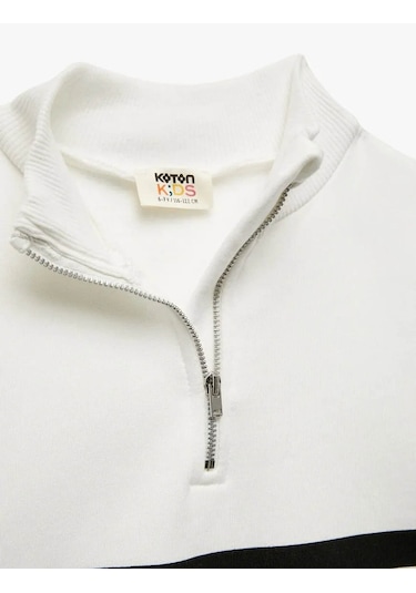 Koton Fermuarlı Yarım Balıkçı Yaka Oversize Siyah Kız Çocuk Sweatshirt 6wkg10059ak Siyah