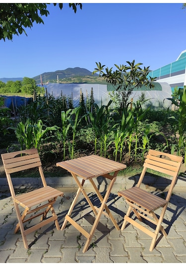 Balkon Bahçe Mutfak 3'lü Bistro Set Katlanır Masa Sandalye