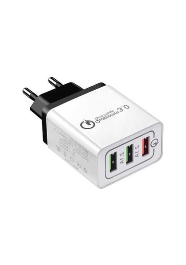 Sandwich 3 Usb Qc 3.0 Hızlı Şarj Cihazı, Ev Ve Seyahat İçin, 100-240v, İos & Android Uyumlu