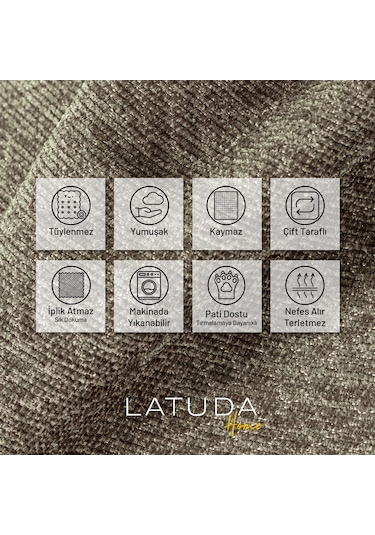 Jakarlı Şönil Koltuk Örtüsü Çekyat Örtüsü Koltuk Şalı 110x175 2 Ad. Kaymaz Kum Beji Kum Beji