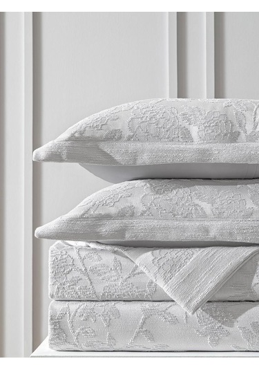 Yatak Örtüsü Seti Jakarlı Estela Açık Gri