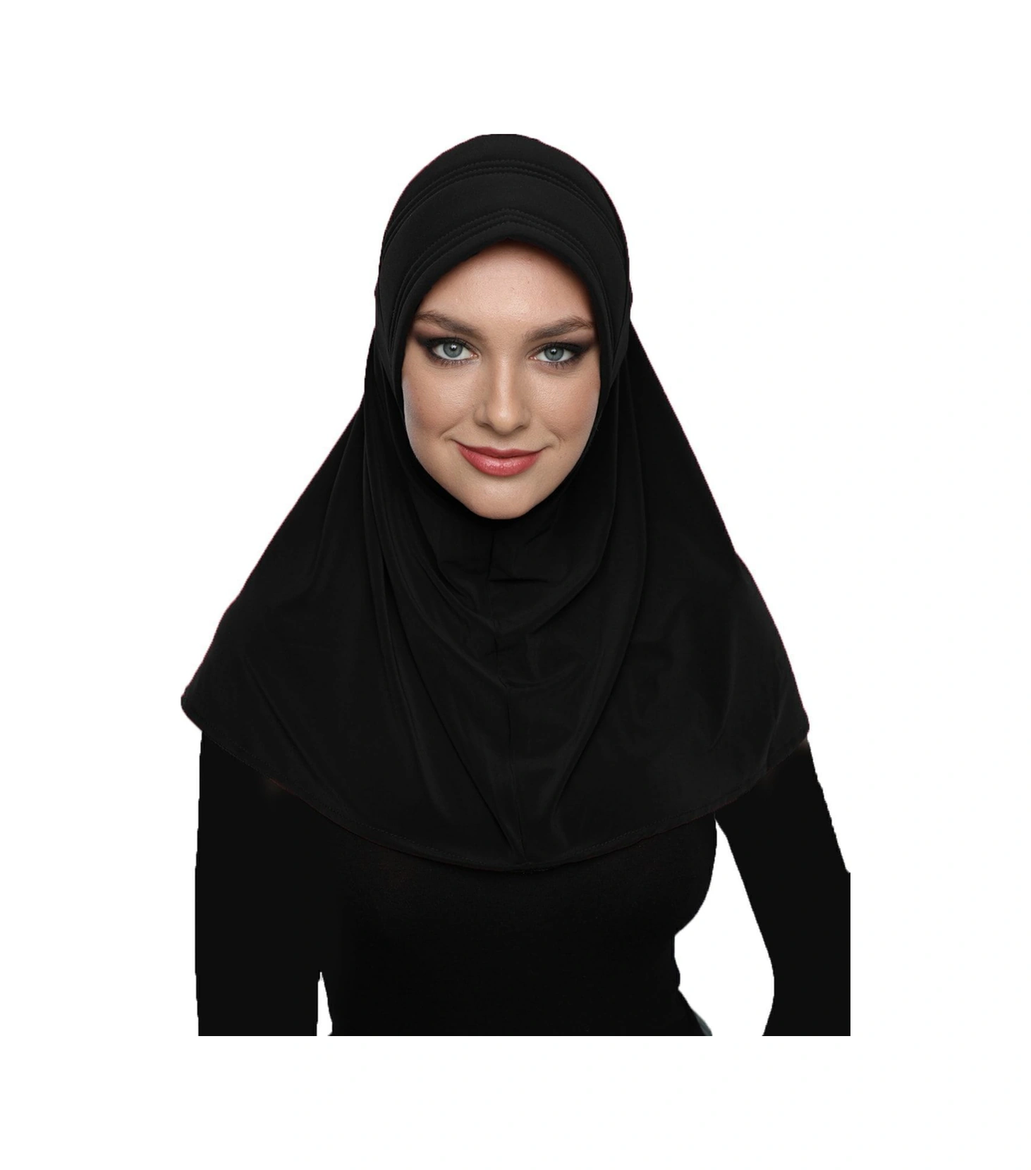 Takmatik Sade Siyah Hazır Türban Tesettür Havuz Bonesi Namaz Örtüsü Siyah