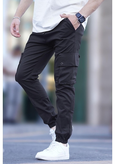 Madmext Siyah Kargo Cep Jogger Pantolon 5647 Siyah