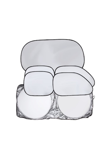 6 İn 1 Yaz Aksesuarları Kaplamalı Gümüş Araba Güneşlik Kumaş Seti