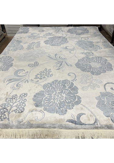 Eko Halı Fantacy 1525 Cream Blue El Dokuma Salon Halısı Krem Mavi