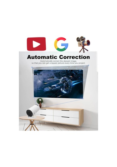 Yüksek Çözünürlüklü Kablosuz Taşınabilir Akıllı Projektör Beyaz-134780