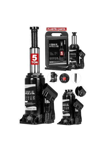 Pro Black Seri Çelik Şaseli Çift Dişli Özel Çantalı 5 Ton Hidroli