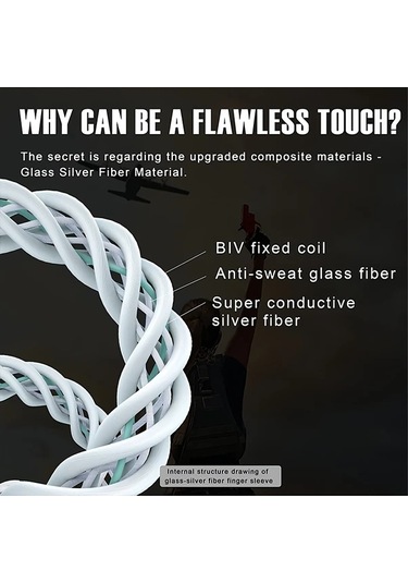 Xuweiwei 2 Çift Metal Saklama Kutulu Oyun Parmak Kılıfı Gümüş Fiber Nefes Alabilir Terlemez