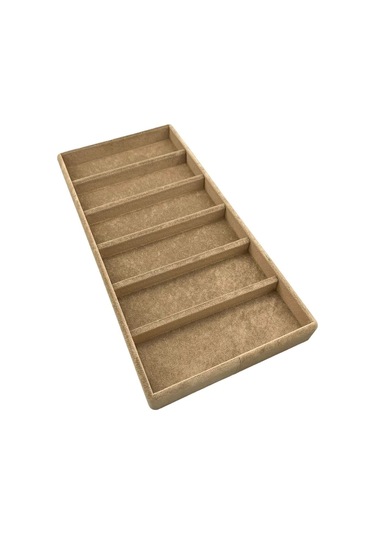 Yerli Üretim Lefkoşa Model Süet Kumaş Sütlü Kahve Renk 38cm /19cm Gözlük Sergileme Çekmece İçi Stand Çok Renkli