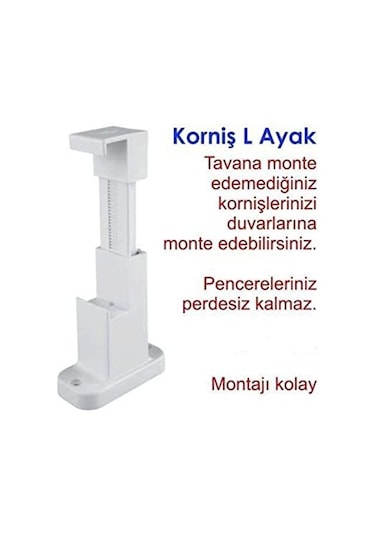Perde Rayı Korniş L Ayak Duvara Montaj Askı Aparatı Plastik 10 Adet