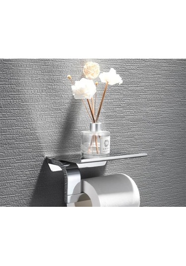 Banyo Paslanmaz Çelik Düz Rulo Tutucu, Tuvalet Kağıdı Havlu Tutucu, Kağıt Havlu Kanca, Cep Telefonu Raf, Banyo Donanım Kalem Kağıt Tutucular Gümüş 16.5 x 12.2 x 11.2 CM